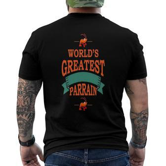 Mens Worlds Greatest Parrain [No 2] Men's Back Print T-shirt | Mazezy